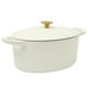 thumbnail image 1 of Crock Pot Artisan Olla holandesa ovalada de hierro fundido de 7 cuartos con tapa - Blanco lino con perilla dorada, 1 of 5