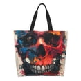 thumbnail image 1 of Balery Abstract Colorful Skull Art Bolsa Tote Estilo Estético con Cremalleras, Bolsa de Hombro, Bolsa de Compras Grande y Plegable, 1 of 8
