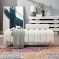 thumbnail image 2 of Teddy Velvet Storage Ottoman Bench, Upholstered Shoe Storage Bench with 2 Pull Out Drawers and Backrest, Channel Tufted Entryway Bench for Living Room, Bedroom, Beige, 2 of 9