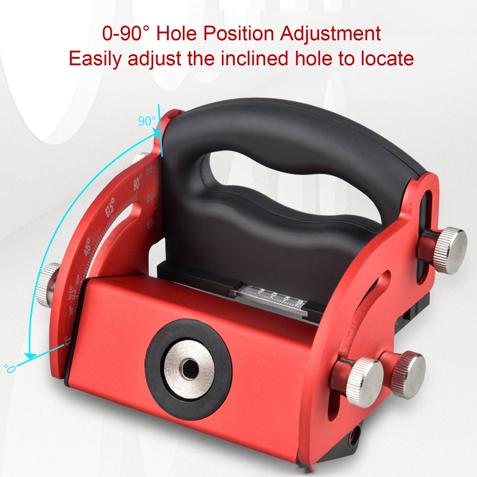 LAZIOEGR Aluminum Alloy Pocket Hole Jig Kit Woodworking Inclined Hole Locator 0 to 90 Degree Adjustable Dowelling Jig Board Splicing Tool Center Line Scribe (5.9 x 5.1 in / 15 x 13 cm)