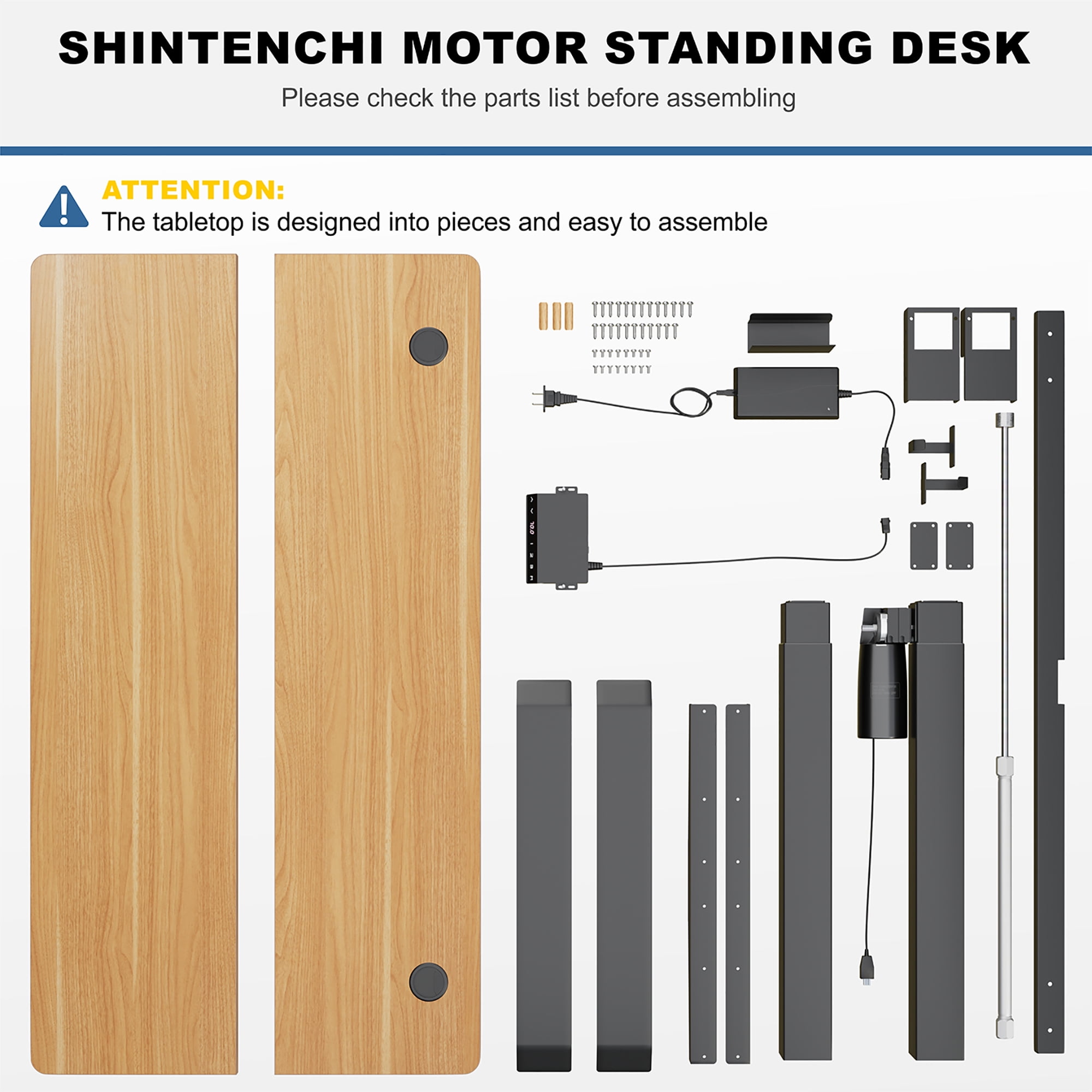SOBANIILO Electric Height Adjustable Standing Desk with Memory Controller, 48" x 24" Finish, Black Frame/Bamboo Top