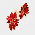 thumbnail image 2 of Beautiful 1 3/4"clip on gold and red stone pointed flower earrings, 2 of 2