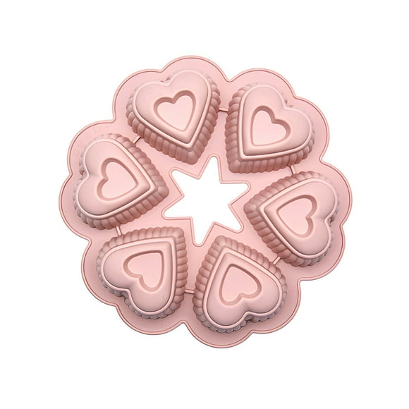 Matsuzay Moldes de silicona en forma de corazón, 6 tazas, molde para hornear, utensilios para hornear, decoración de cupcakes, accesorios de cocina, Herramientas y accesorios para hornear Rosa Matsuzay HA080602-01