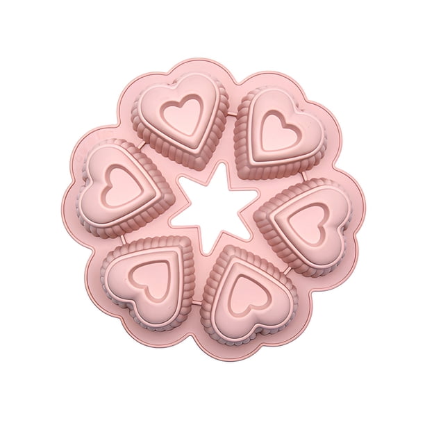 Matsuzay Moldes de silicona en forma de corazón, 6 tazas, molde para hornear, utensilios para hornear, decoración de cupcakes, accesorios de cocina, Herramientas y accesorios para hornear Rosa Matsuzay HA080602-01
