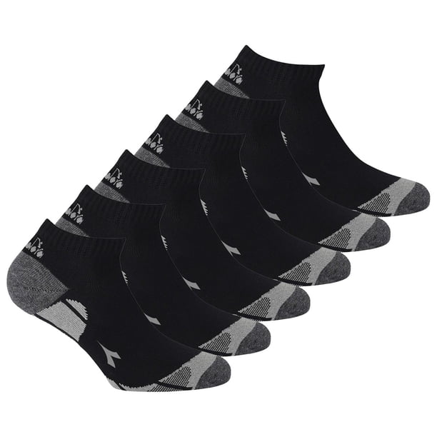 Diadora Calcetines Deportivos Unisex de, Paquete de 6 - Calcetines, Paquete Múltiple, Logotipo, Patrón Negro 43-46
