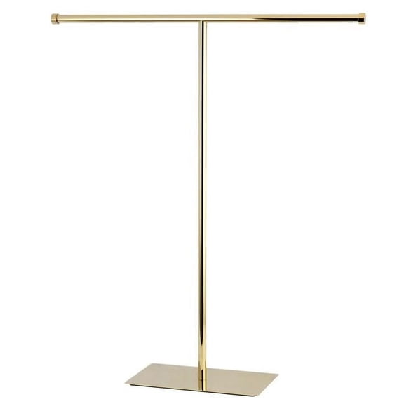 T-Shape Claremont Towel Rack, Polished Brass