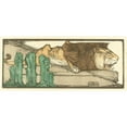 thumbnail image 2 of Bernard Willem Wierink 18x10 Black Ornate Wood Framed Double Matted Museum Art Print Titled - Lying Lion at Three Cacti (1931), 2 of 5