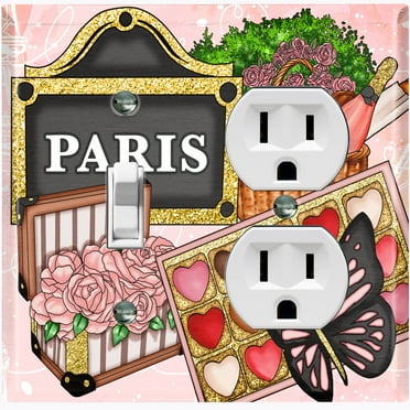 Metal Light Switch Plate Cover Romantic French Pink Paris Picnic PRS022