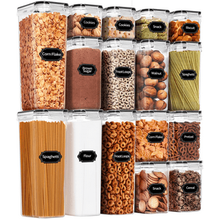FOOYOO Cereal Containers Storage Set - 6 Piece Airtight Large Dry Cereal Storage Containers(135.2oz), BPA Free Dispenser Plastic Cereal