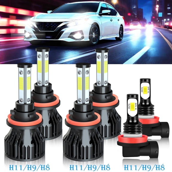 H9 H11 High&Low Beam for Nissan Altima 2007-2013 2014 2015 2016 2017 2018 LED Headlights H8 Fog Lights 6pcs