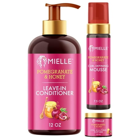Mielle Pomegranate and Honey LeaveIn Conditioner, Curl Mousse, and Coil Sculpting Custard