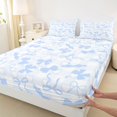 thumbnail image 5 of spefrowx Blue Bow Love Heart Queen Sheets for Kids, Gingham Buffalo Style Queen Sheet Sets, 4pcs, 1 Flat Sheet, 1 Fitted Sheet and 2 Pillowcases, 5 of 6