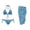 Blue Hibiscus Sea Turtle, variant on Women’s Shark Print Bikini Swimsuit Set 3 Piece Triangle String Bikini Set with Matching Sarong Coverup Dress for Women Beach Size XS-2XL