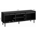thumbnail image 2 of 59 Inch TV Stand for TVs up to 65 Inch, Entertainment Center with Power Outlet, Mid-Century Modern TV Console with Storage, Adjustable Shelf & Sliding Doors, TV Stand for Living Room (Black), 2 of 9