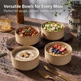 thumbnail image 5 of Vesteel Cereal Bowl for 4, 26oz Stoneware Soup Bowls with Textured Stripes, 4-Piece Ceramic Kitchen Bowls for Salad Fruit Pasta Soup, Dishwasher Safe & Microwave Safe, Khaki, 5 of 8