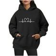 thumbnail image 1 of WEAIXIMIUNG Chandails pour Femmes Coupe Ample Mode pour Dames Automne Hiver Extérieur Ample Grande Taille à Lettres Imprimées Chandail à Capuchon à Cordon, 1 of 6