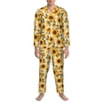 thumbnail image 3 of Naloa Scottish Plaid Sunflower Men’s Pajamas Set - Long Sleeve Button Down Sleep Shirt and Pajama Bottoms Sleepwear Set-Medium, 3 of 7