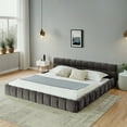 thumbnail image 3 of Harper & Bright Designs California King Size Upholstered Bed Frame with Headboard and Solid Frame, Modern Chenille Platform Bed for Bedroom, Dark Gray, 3 of 10