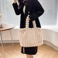 thumbnail image 4 of Bolso Informal para Mujer Bolso Compras Suave Y Esponjoso Bolso Invierno para Niñas (beige Medio), 4 of 8