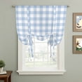 thumbnail image 2 of Light Blue Plaid Balloon Curtains for Bedroom/Front Door/Bathroom, Modern Minimalist Country Tie Up Curtains 63 Inch Length Light Filtering Kitchen Curtains Shades for Windows 46"x63", 2 of 8