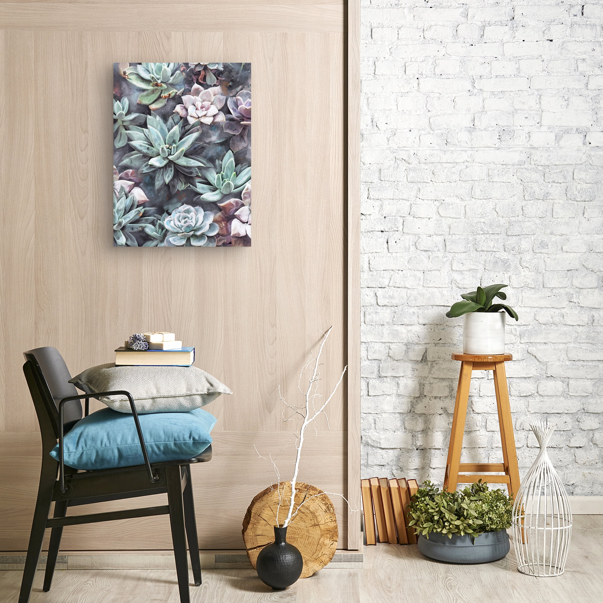 Succulents on Gray by Studio Arts Canvas Art Print