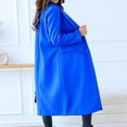 thumbnail image 6 of Stichou Womens Long Wool Coats Fall Winter Pea Coat Notch Lapel Double Breasted Trench Coat Wool Jackets Royal Blue XL, 6 of 7