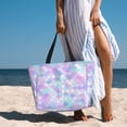 thumbnail image 3 of Wukai Rainbow Scales Print Zipper Bag,large Beach Tote Bag,Waterproof Sandproof Bag,Grocery and Picnic Tote Travel Bag, 3 of 5
