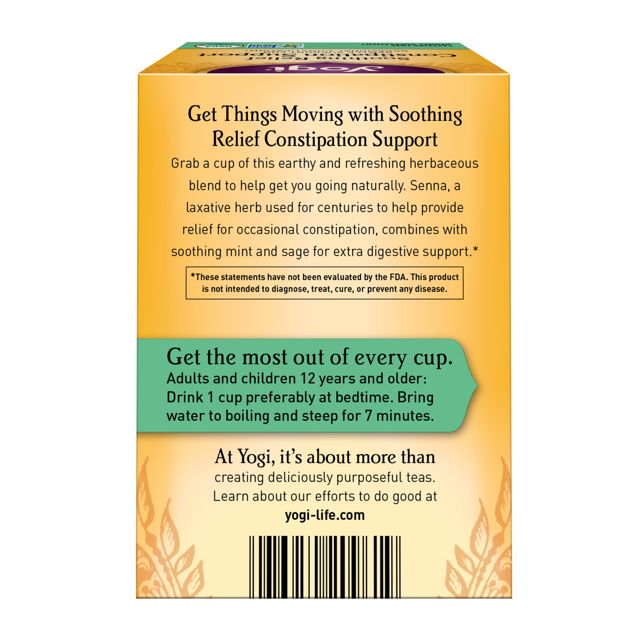 Yogi Tea Soothing Relief Constipation Support, Laxative Tea Bags, 16 Count