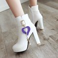 thumbnail image 6 of QISIWOLE Fashion Women Waterproof Platform Round Head High Heels Zipper Ankle Boots,Deals, 6 of 6