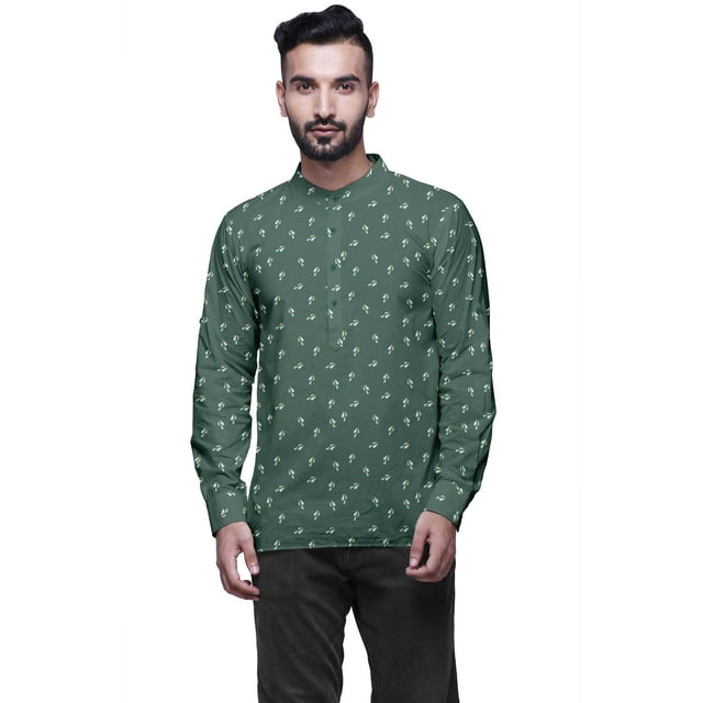 Atasi Long Cuff SleeveShirtCasual Printed Short Kurta For Men Summer Wear