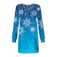 thumbnail image 4 of Bmisegm Robe Décontractée à Manches Longues Col Rond Imprimé Flocon de Neige Mode Automne et Hiver Vêtements de Noël Bleu Clair m, 4 of 4