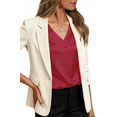 thumbnail image 4 of UVN Women Tops Summer Cap Short Sleeve Blouses Ladies V Neck Silk Satin Business Casual Shirts, 4 of 9