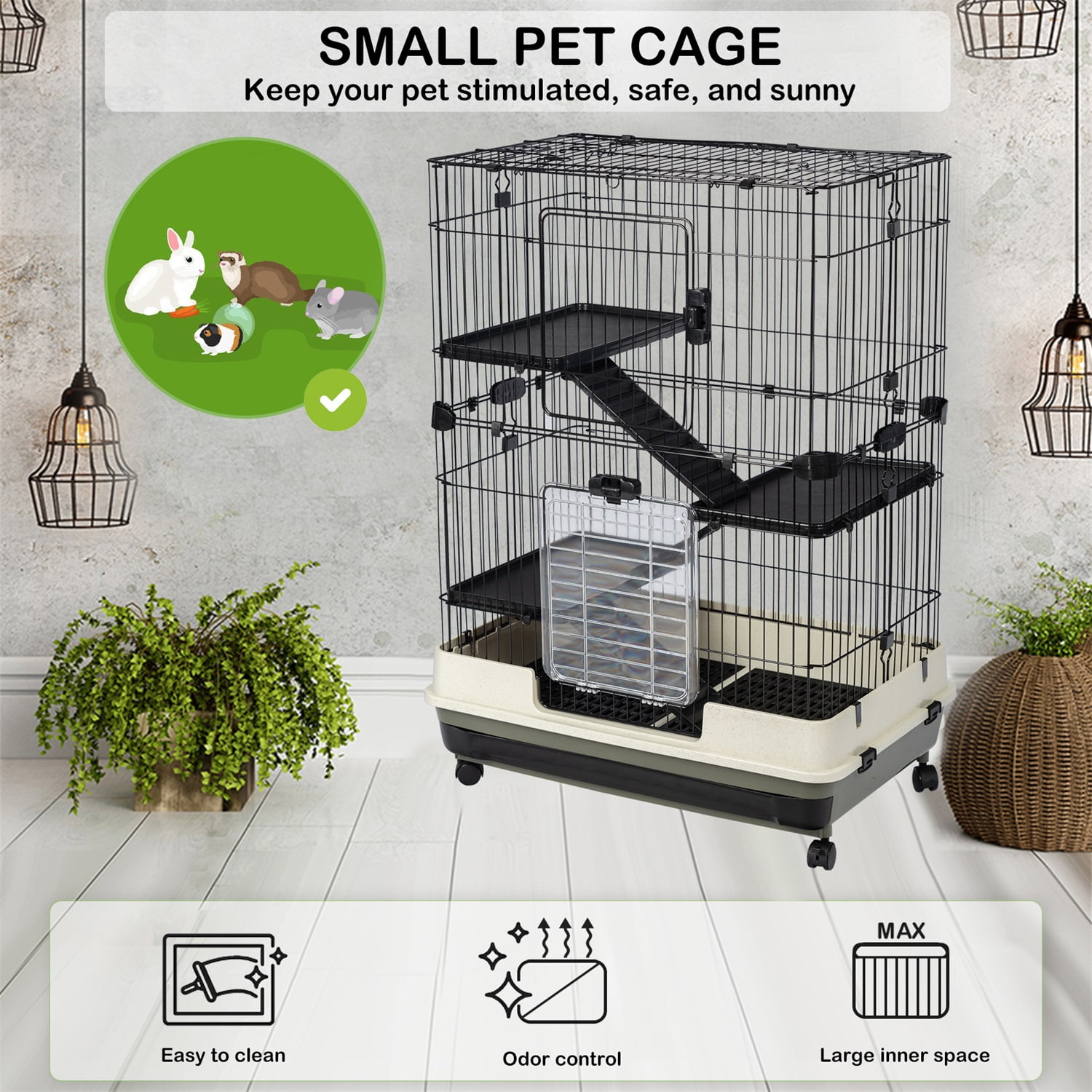 Pefilos 3-Tier Hamster Cage Gerbil Habitat Home, Small Pet Animals Cages Pefilos 3-Tier Hamster Cage Gerbil Habitat Home, Small Pet Animals Cages