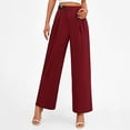thumbnail image 6 of Maqroz Wide Leg Dress Pants for Women Plus Size Pull on Stretchy High Waist Business Casual Slacks Trousers with Pockets Loose Pleated Long Flowy Palazzo Work Pants Wine S, 6 of 8