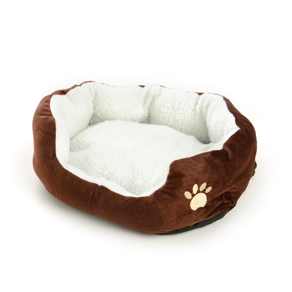 Pet Dog Puppy Soft Fleece Bed Kennel Cozy Nest Medium Washable Coffee