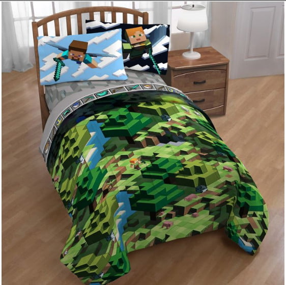 Sheets & Sham W Minecraft Builders Boys Full Comforter 6 Piece Bed In A Bag 
