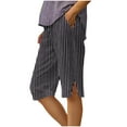 thumbnail image 3 of Swuxness Women Straight Leg Cropped Pants, Spring and Summer Casual Pants, Ladies Printed Elastic Waist Loose Comfortable Half Pants with Pockets Black, S, 3 of 5