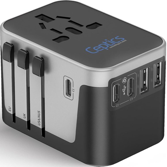 Adaptador de alimentación de viaje Ceptics UP-30KU-BL 6 en 1 6A 5 USB