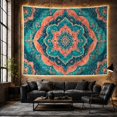 thumbnail image 6 of Teal Floral Mandala Tapestry Wall Hanging, 6 of 7
