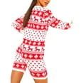 thumbnail image 4 of Sedceaty Women Christmas Playsuit, Round-Neck Long Sleeve Button-Open Rompers for Girls, White/Red/Black, 4 of 6