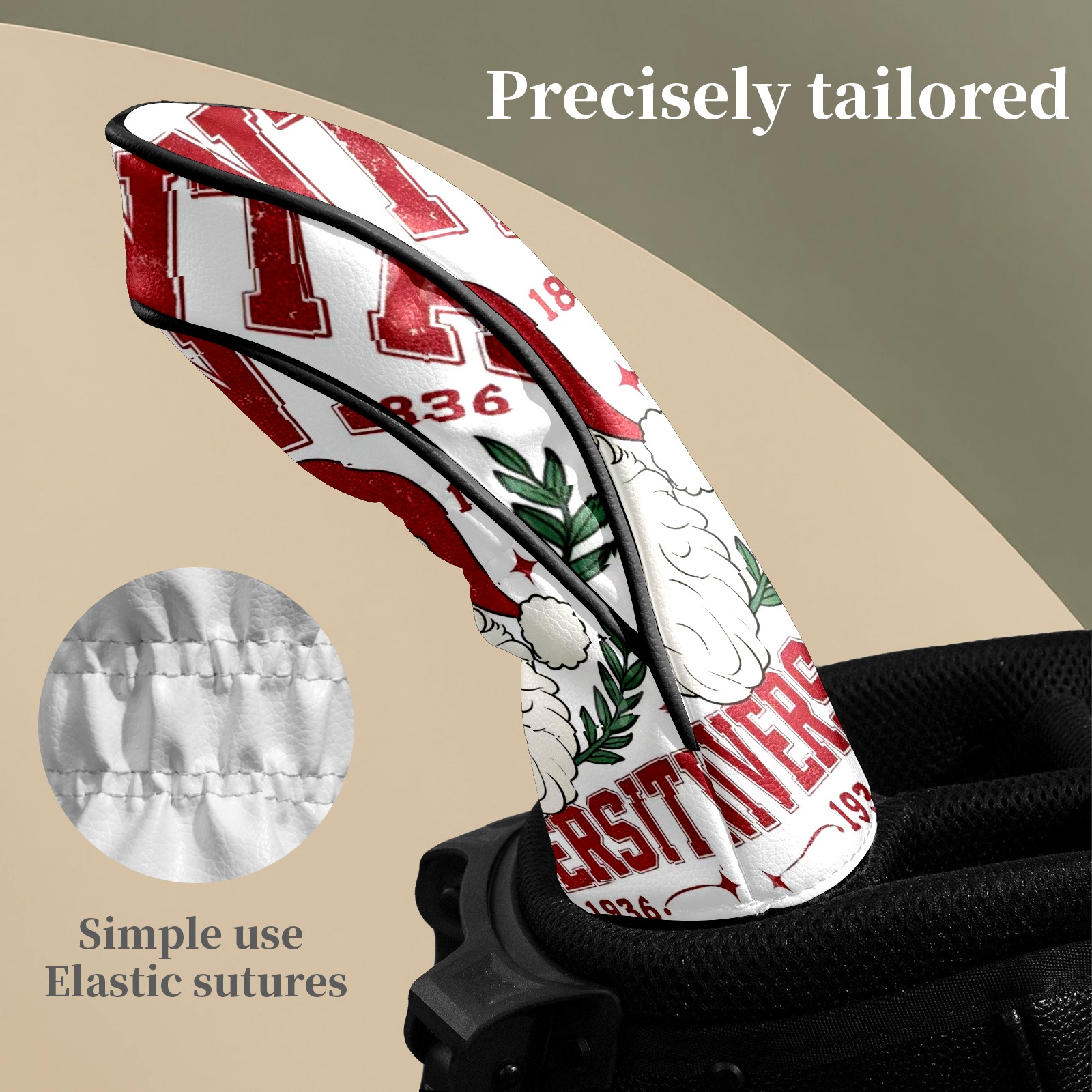 Golf Club Head Covers Happy Christmas Waterproof Leather Golf Head Covers for Men Women Driver Head Cover Fairway Headcover for Golf Lovers