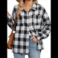 thumbnail image 3 of Camisas de Franela con Botones para Mujer, Camisas A Cuadros de Larga, Blusa Informal de Negocios. y Negro XL, 3 of 10