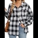 thumbnail image 3 of Camisas de Franela con Botones para Mujer, Camisas A Cuadros de Larga, Blusa Informal de Negocios. y Negro M, 3 of 10