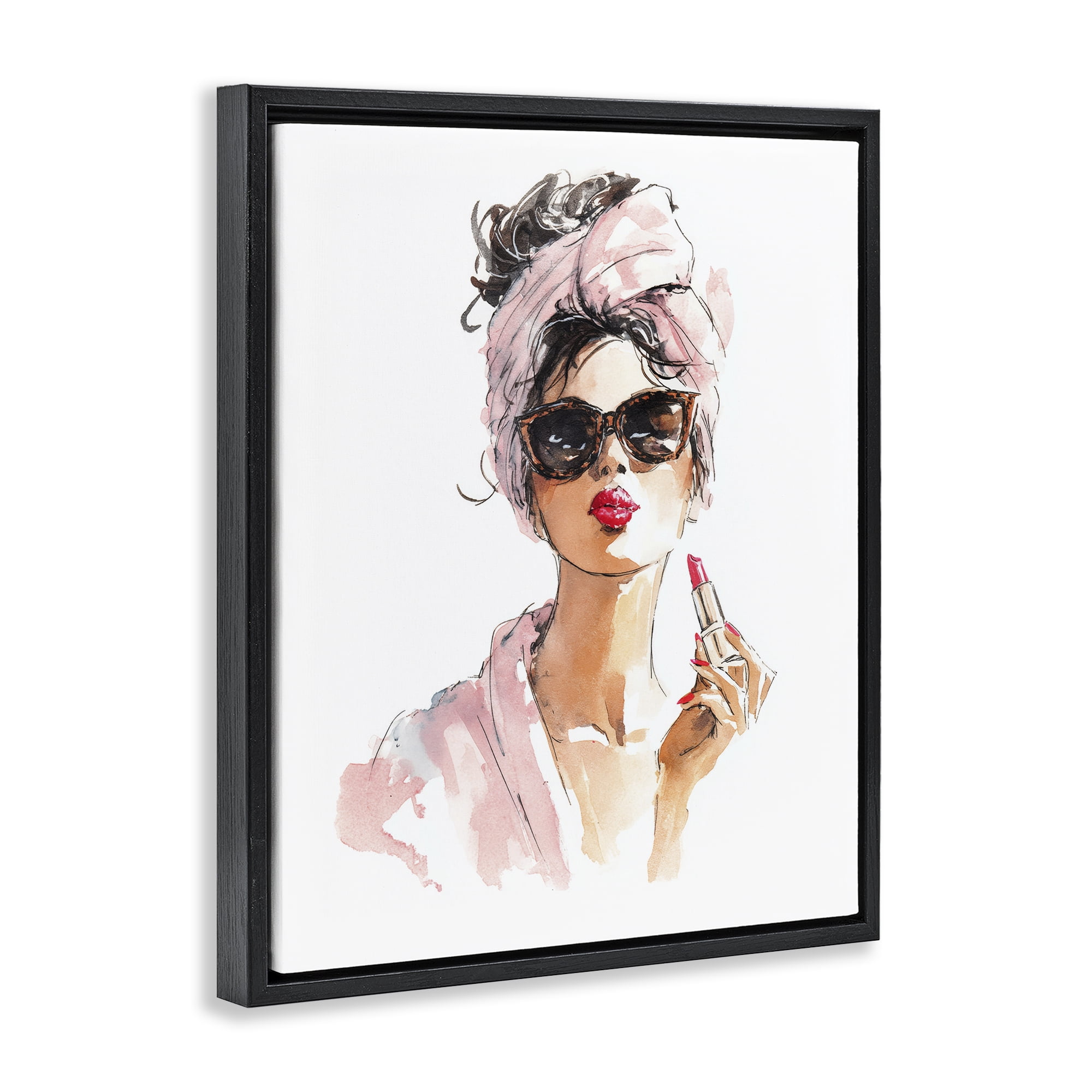 Stupell Industries Velour Secrets Lipstick Black Framed Floater Canvas Wall Art, design by Svetlana Aleynikova
