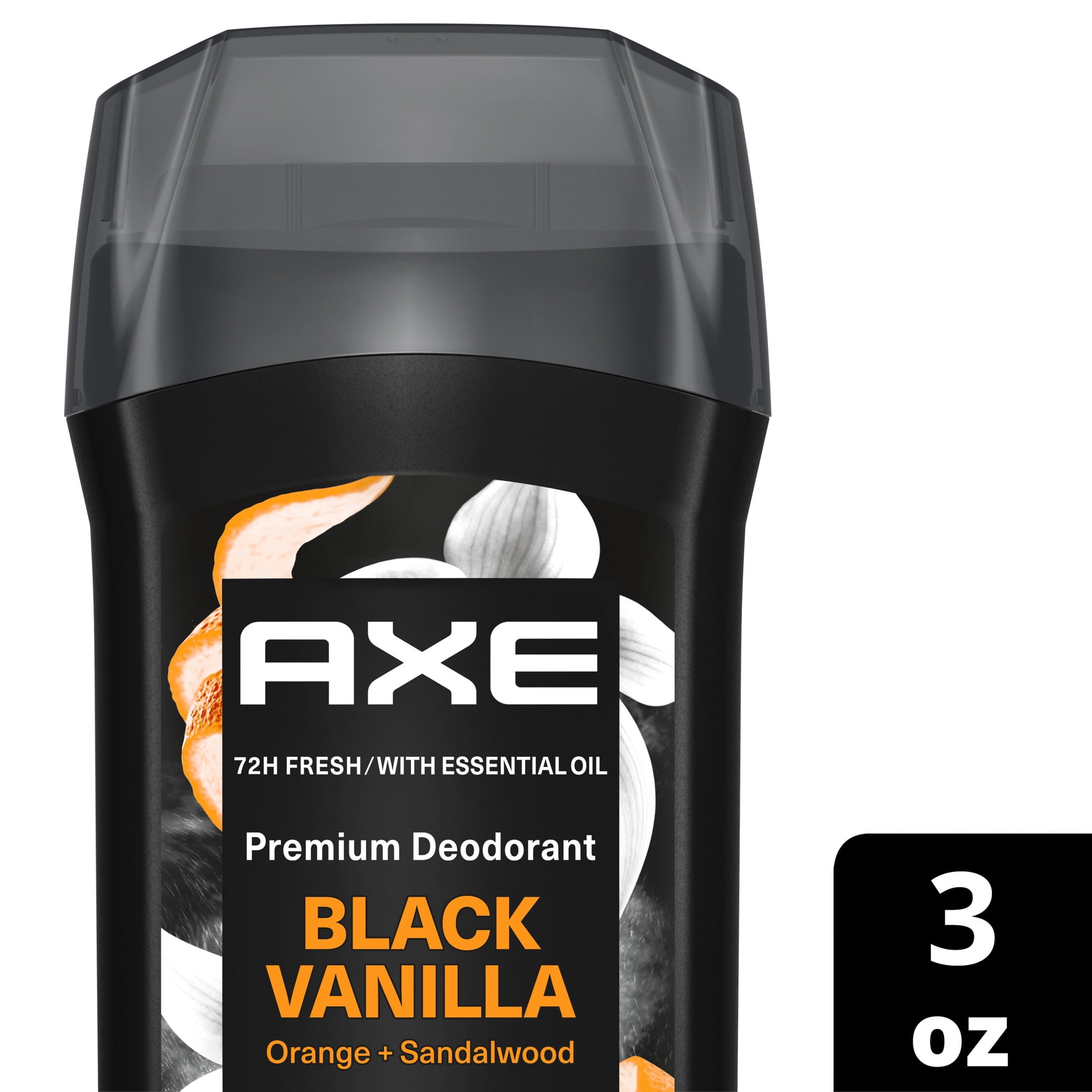 (3 pack) AXE Fine Fragrance Collection Deodorant Stick with 72H Freshness Black Vanilla With Orange + Sandalwood Essential Oils Aluminum-Free, 3 oz