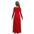 thumbnail image 2 of Sholeno Kids Girls Praise Dance Dress Long Sleeve Worship Liturgical Full Length Swing Skirt Lyrical Dancewear Red 14, 2 of 5