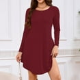 thumbnail image 2 of Robe T-Shirt à Poche, Robe Midi Ample à Manches Longues à Col Rond, Robe Facile pour Tous les Jours pour Femmes, Maternité, Voyage et Tenue de Fin de Semaine Bourgogne TG, 2 of 5