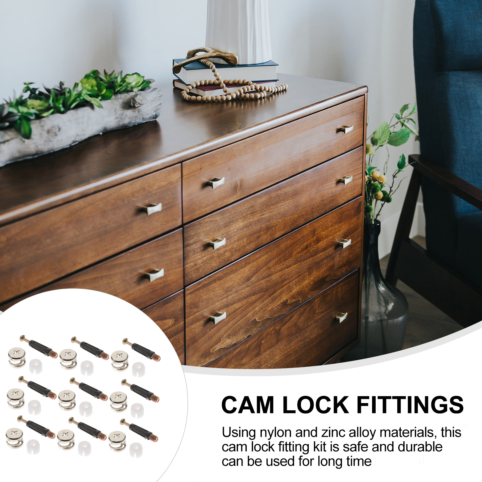 FOMIYES 100Sets Assorted Color Furniture Cam Lock Fittings with Anti-Rust Zinc Alloy