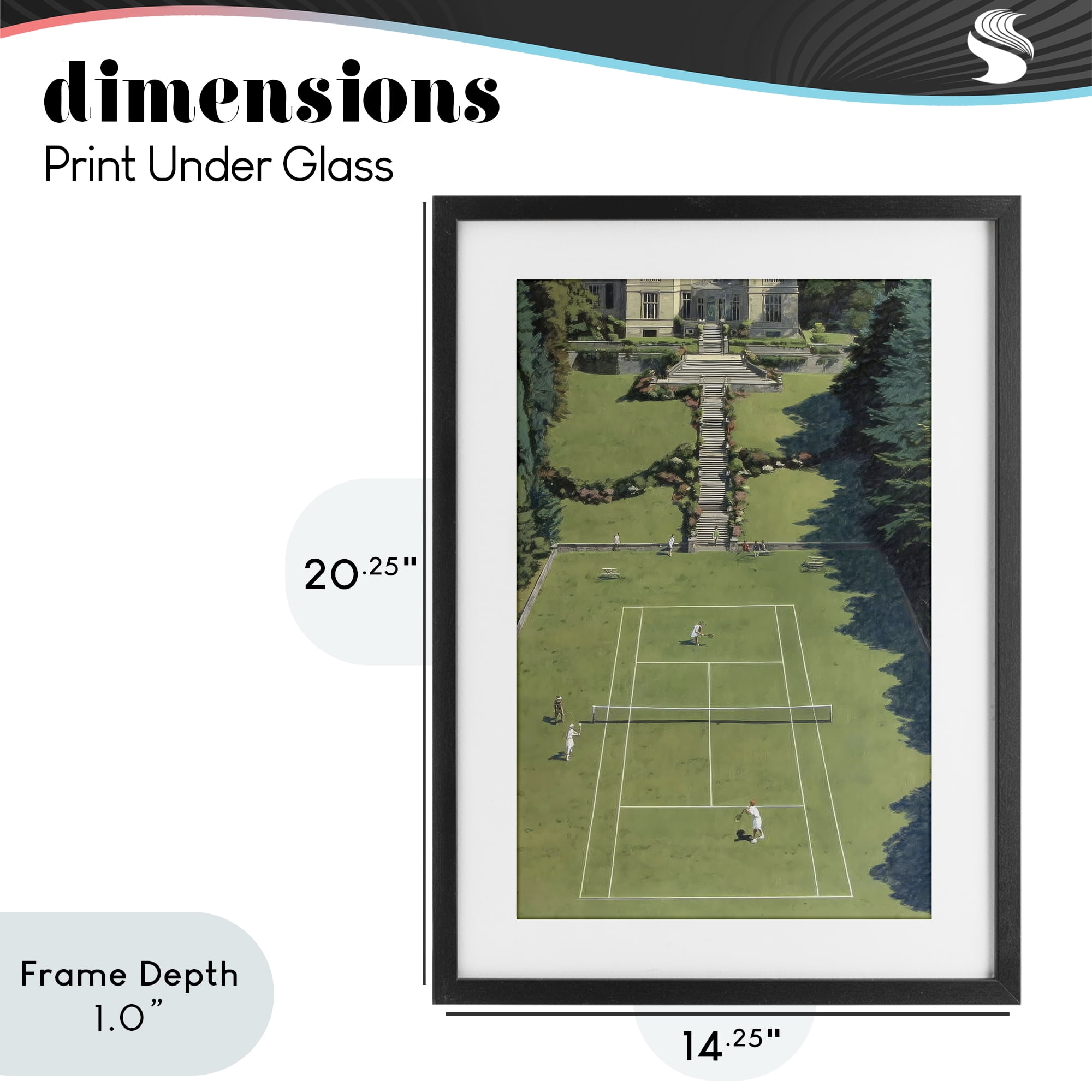 Stupell Industries Tennis Court at Mansion Black Framed Print Under Glass, design by Petal Prints Design