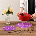 thumbnail image 6 of SKYSONIC Purple Christmas Element Pot Holders Trivets, 2 Pcs Heat Resistant Trivets,Snowman Cotton Thread Weave Mats for Hot Pads Pans Pot Bowl Teapot for Kitchen Decor, 6 of 7